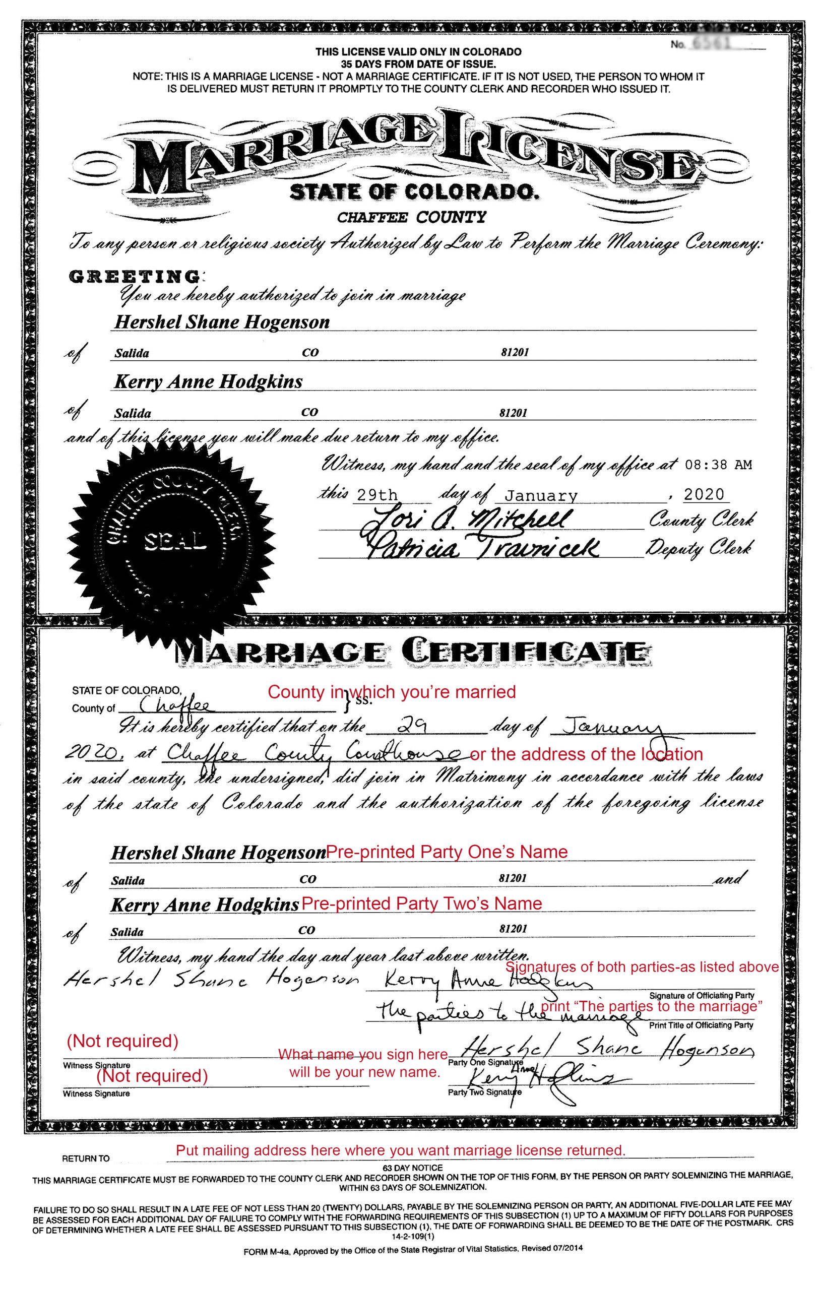 Official Station On Marriage License Nichresa